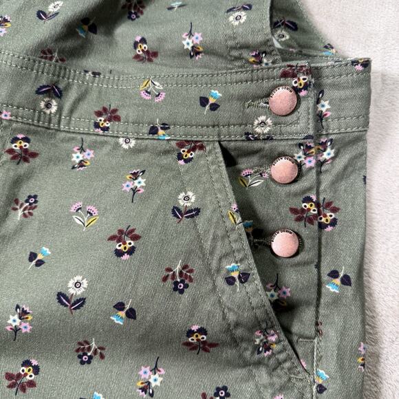 Boden Women's Dungarees Size 12 Dainty Floral Denim Girlfriend Overalls Green - Picture 3 of 10